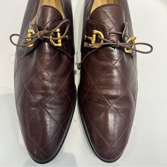 Vintage Barneys New York Quilted Leather Loafers Brown Made in Italy EU 40 US 10 - Picture 10 of 13